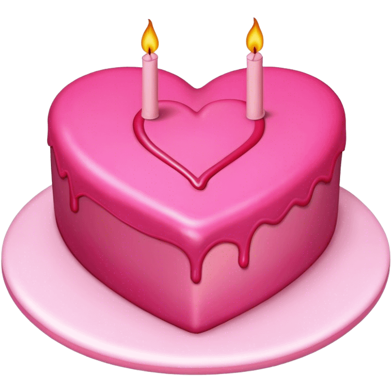 hot pink plain heart cake emoji