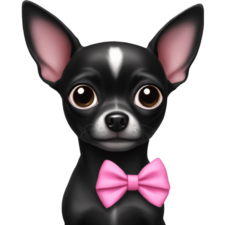 Black chihuahua with pink bow emoji