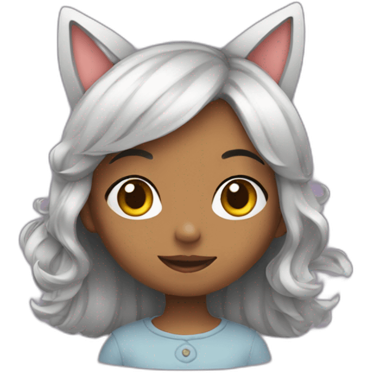 Cute little girl with cat ears emoji