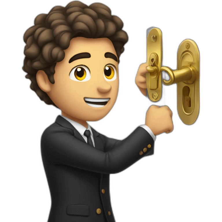 Classy young man struggling to get a key into a lock emoji