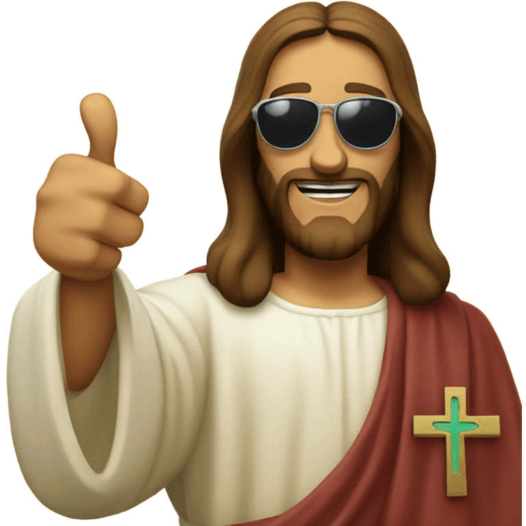 Jesus with sunglasses and a thumbs up emoji