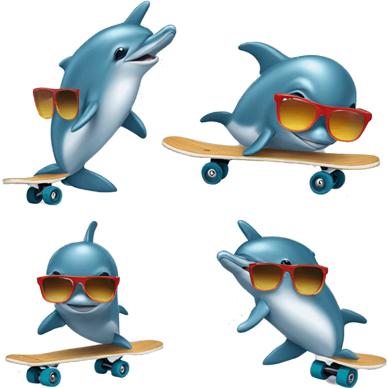 dolphin on a skateboard with sunglasses emoji