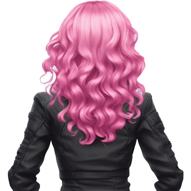 cyberpunk Pink wavy medium hair rear view emoji