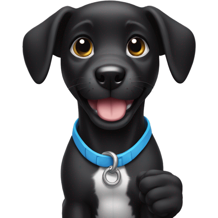 black puppy with thumbs up emoji