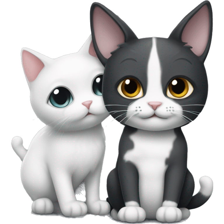 black and white cat with dark grey bunny emoji