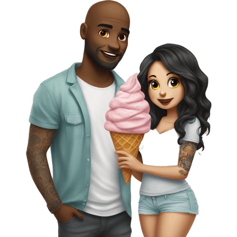 Cute ice cream date for beautiful tattooed couple emoji