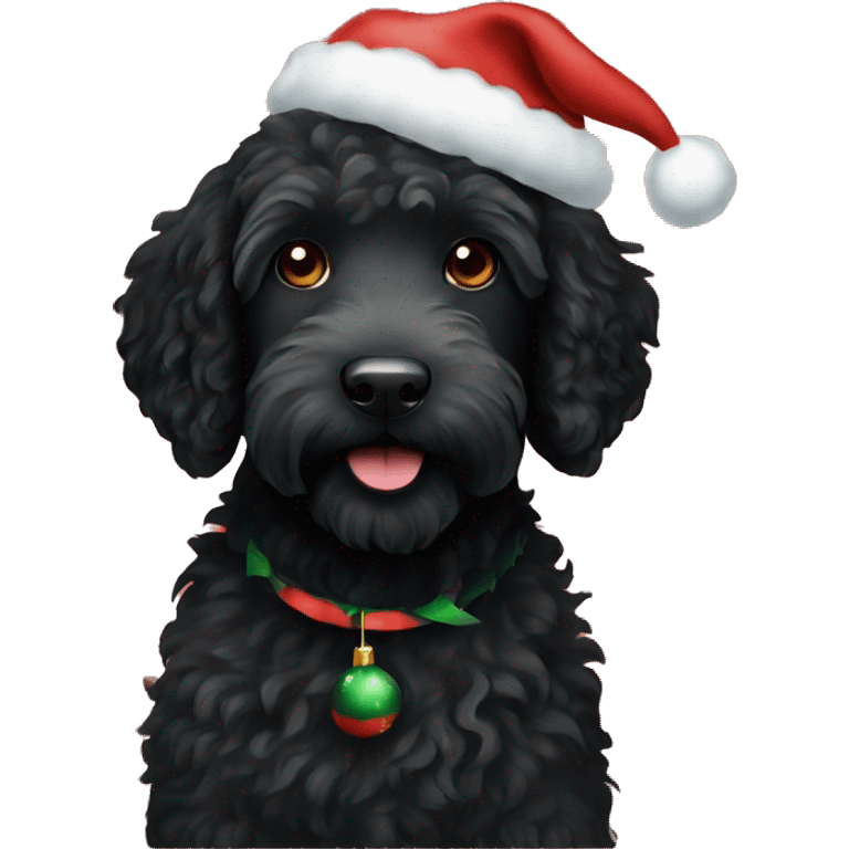 black labradoodle with christmas emoji