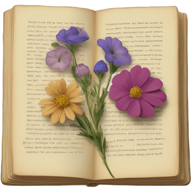 book with some pressed flowers on the pages realistic flowers pressing emoji