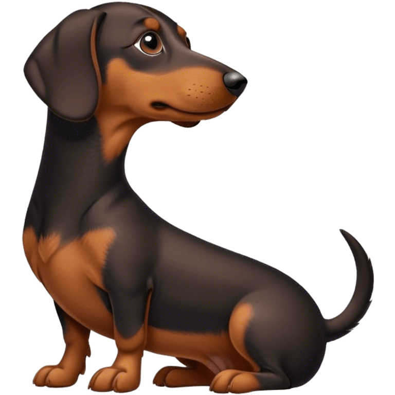 emoji of black and tan wiener dog with short neck sitting down in profile emoji