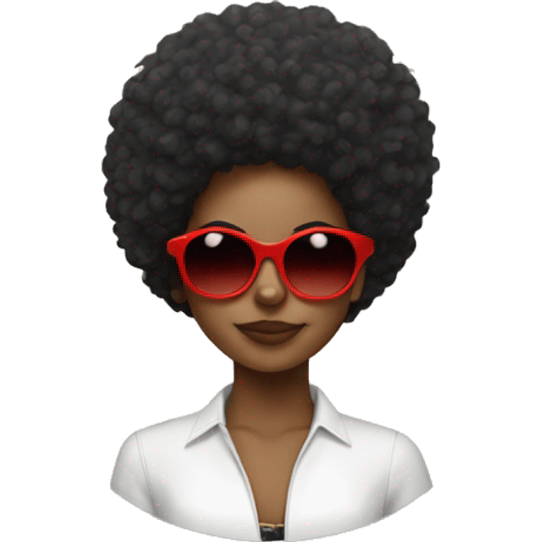 cool afro girl with red sunglasses emoji