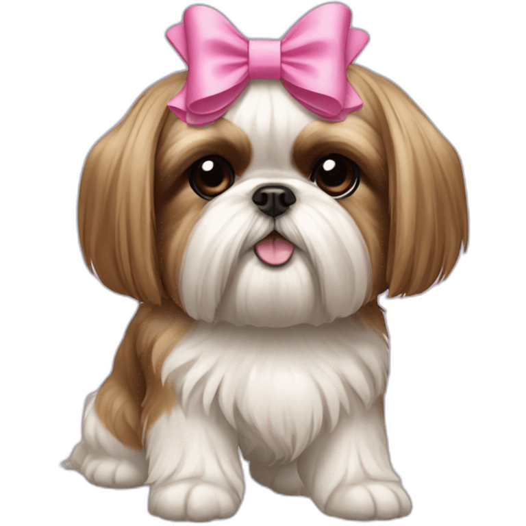 Dog Shih Tzu with a bow on head full-body emoji