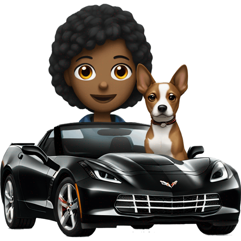 Black corvette with dog driving emoji