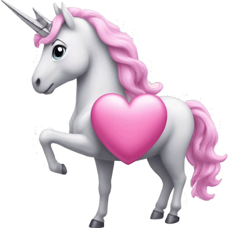 Pink heart with a unicorn emoji