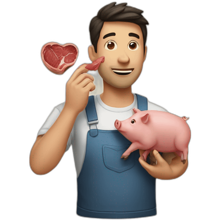 A man eating a Pig heart emoji