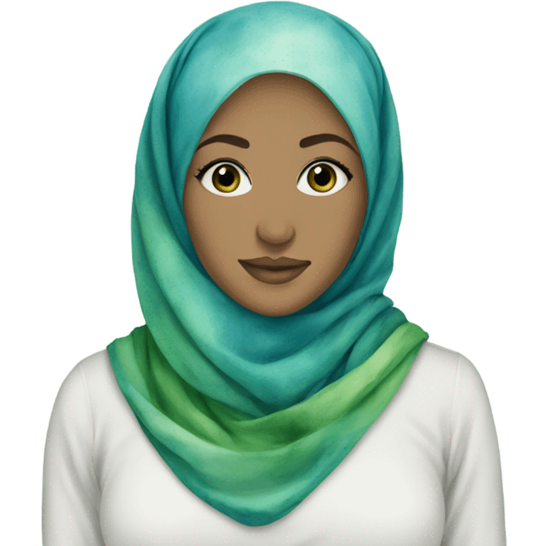 Blue and green Watercolor hijab emoji