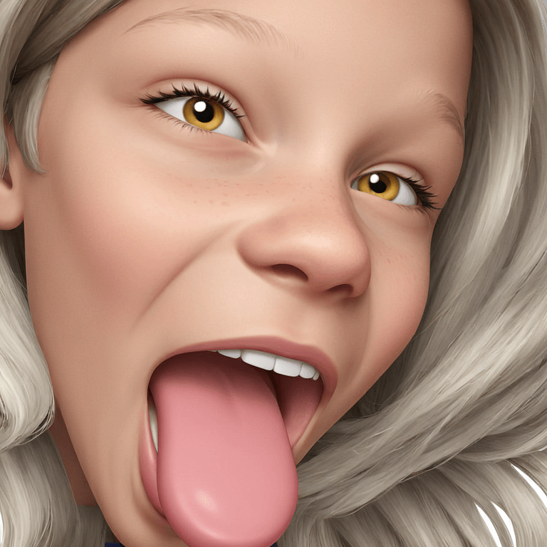 close-up of girl with tongue emoji