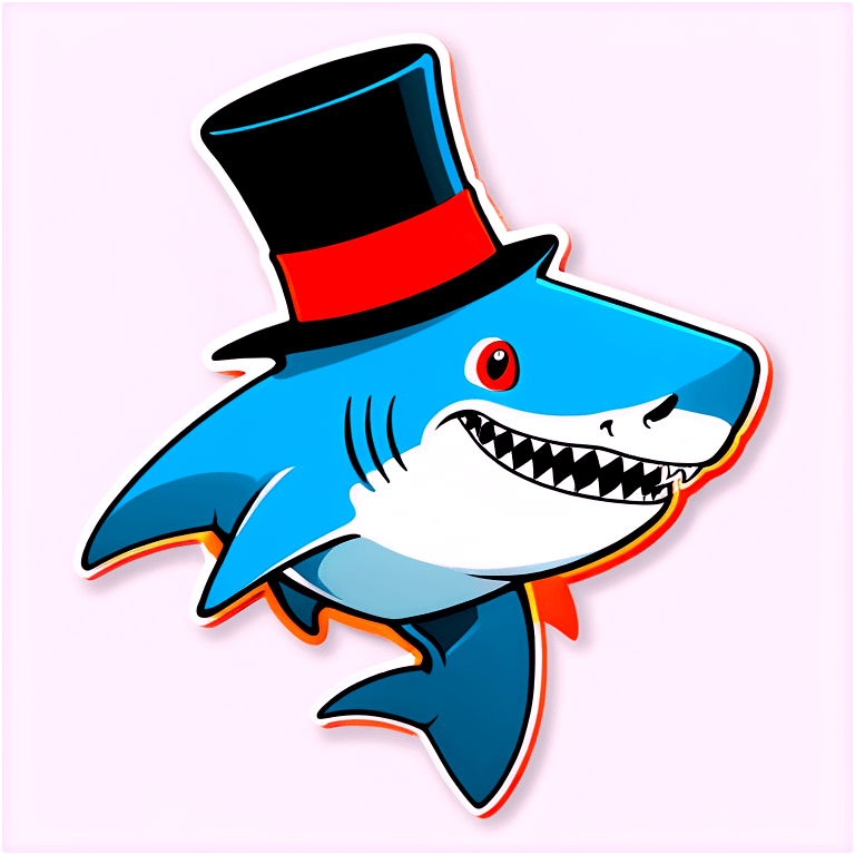 Shark with a top hat emoji