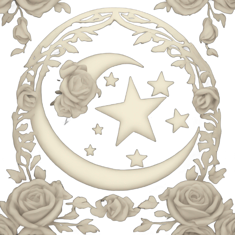 crescent damask moon with roses emoji