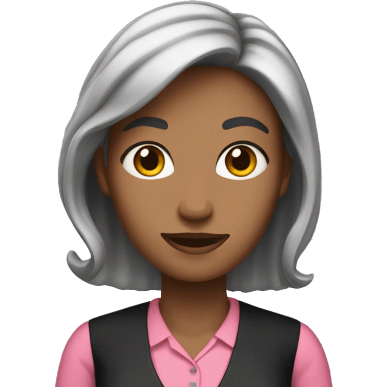 Female teacher wearing black skirt and a pink blouse and ombere hair emoji