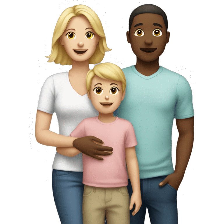 White woman holding a toddler and a little boy and girl standing  emoji