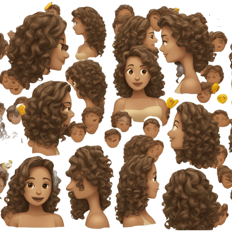 A woman with curly-wavy brown hair emoji