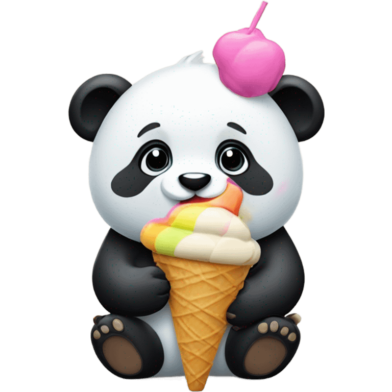 Panda eating ice cream emoji