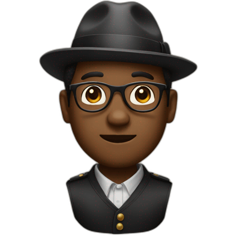 black man with glasses and a porkpie hat  emoji