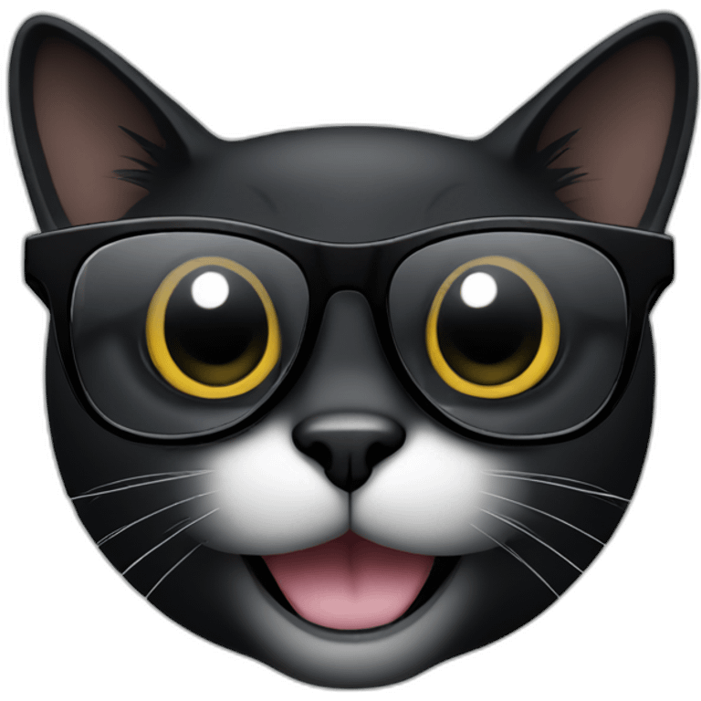 black cat whith black glasses emoji