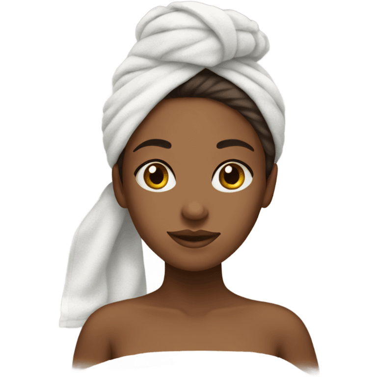 a brown girl with a towel wrapped around her hair emoji