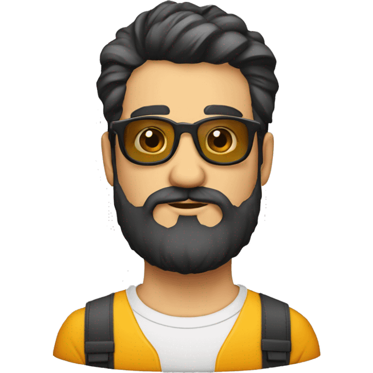 moreno cabello corto gafas redondas barba emoji