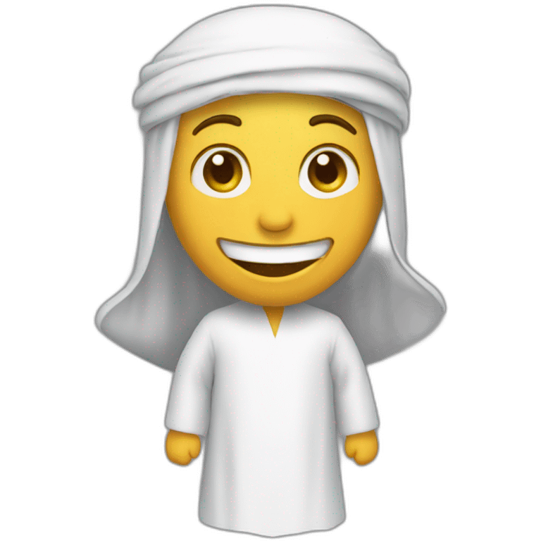 A person wearing an Arabic ghutra, laughing emoji