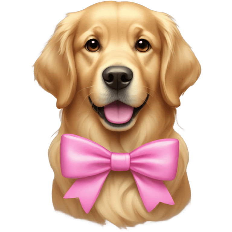 Golden retriever with pink bow emoji