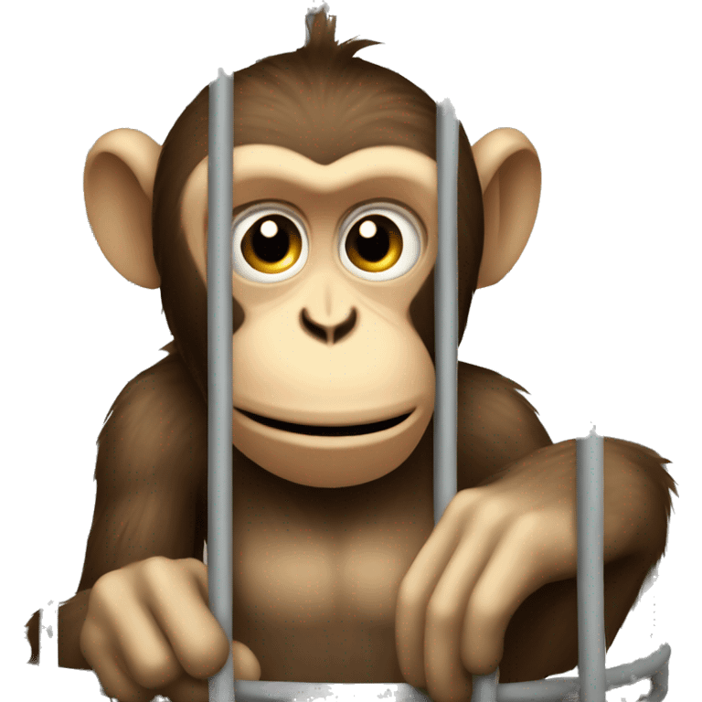 Monkey in a cage. Can't reach the banana.  4к emoji