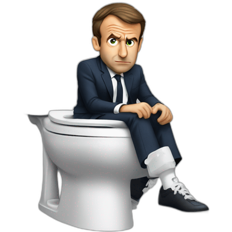 Emmanuel macron sitting on toilets angry emoji