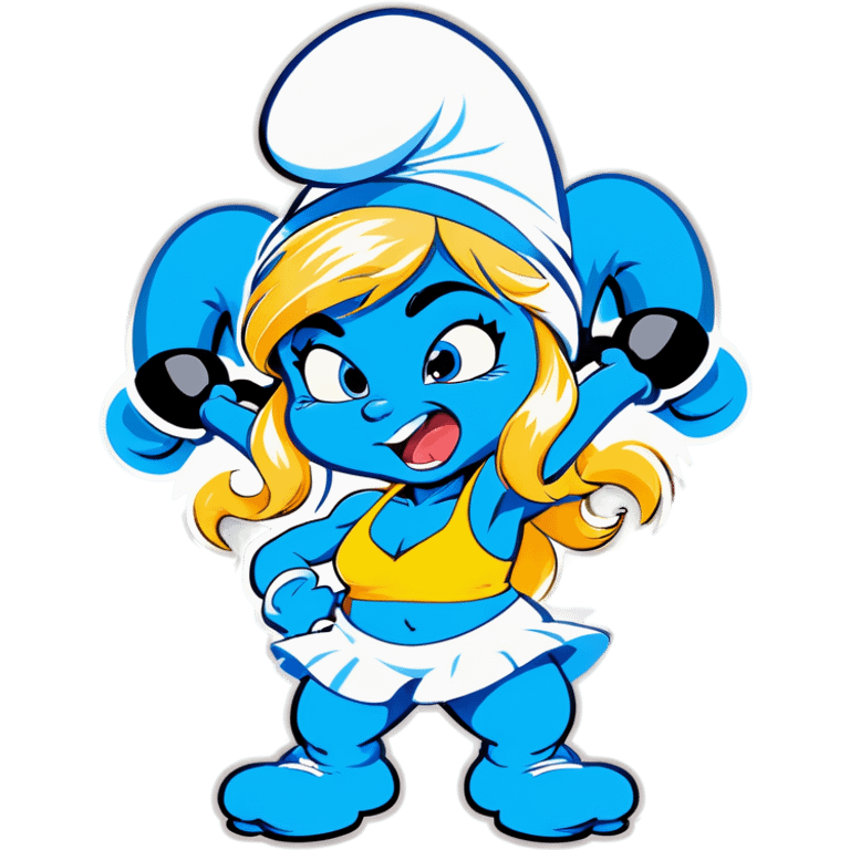 Smurfette with muscle and abs emoji