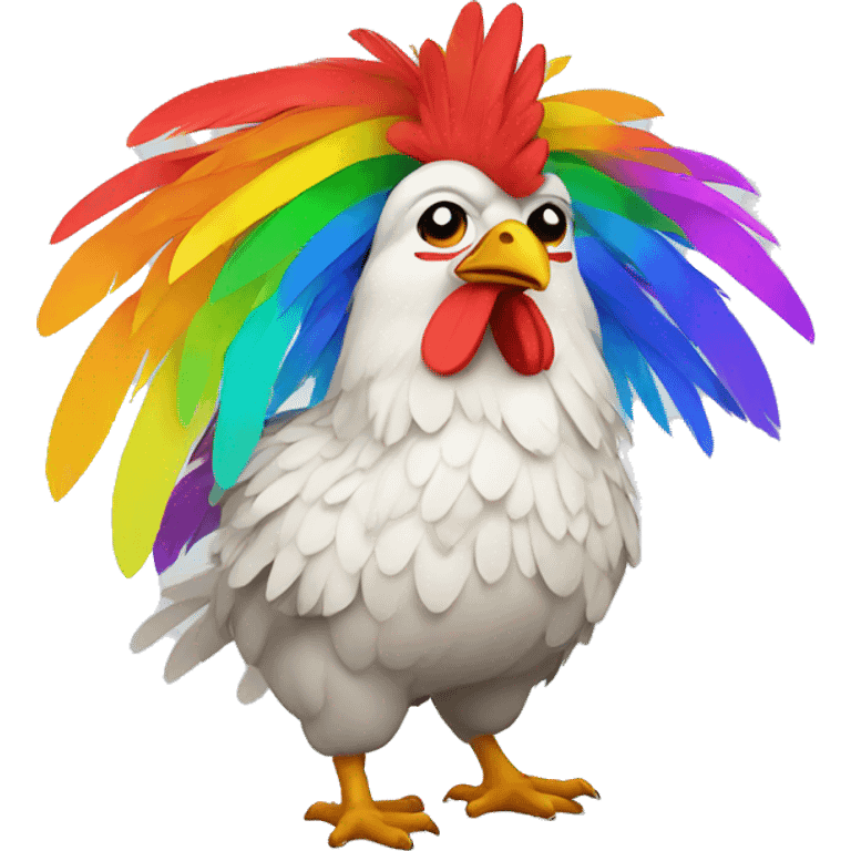 rainbow chicken wearing feathers emoji