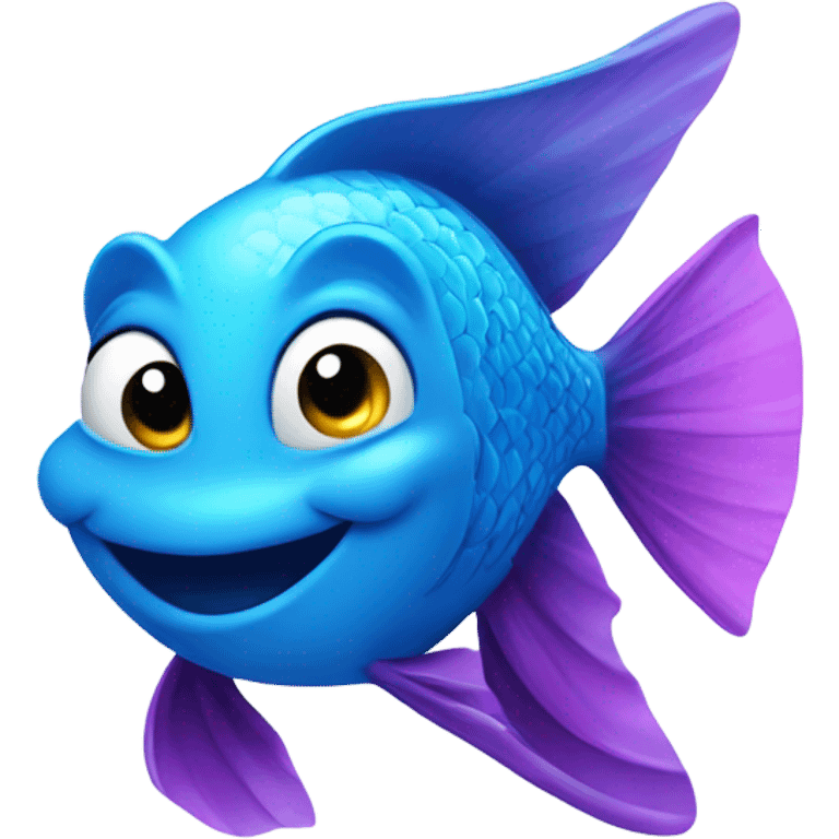 Blue happy Fish  emoji