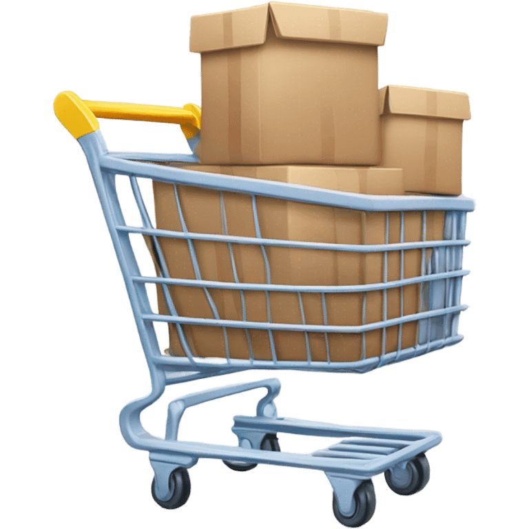 2-D shopping cart filled with boxes emoji