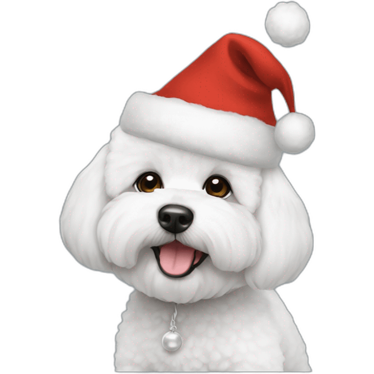 bichon dog-christmas hat emoji