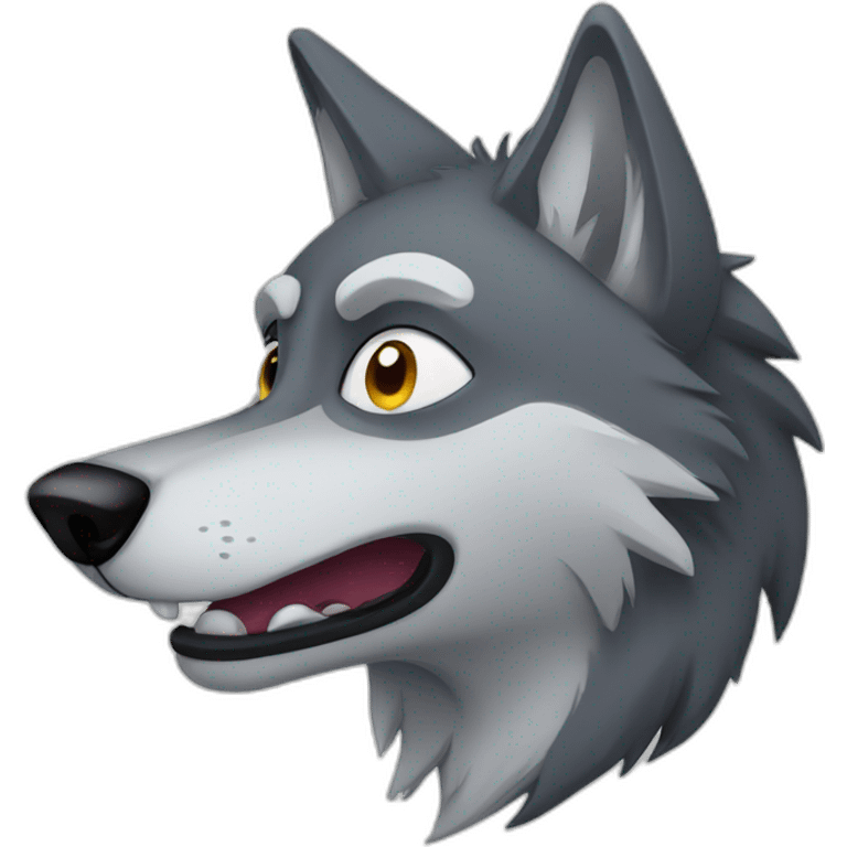 cartoon wolf howling with eyes out of the head emoji