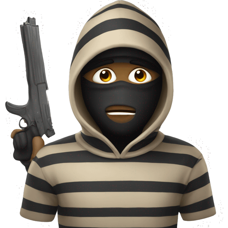 robber emoji with striped jumper emoji