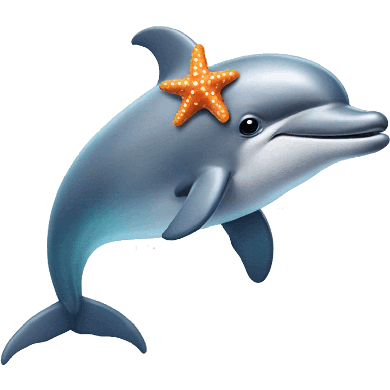 dolphin with a starfish on its head emoji