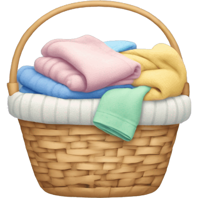 Cozy basket with laundry in pastel colors emoji