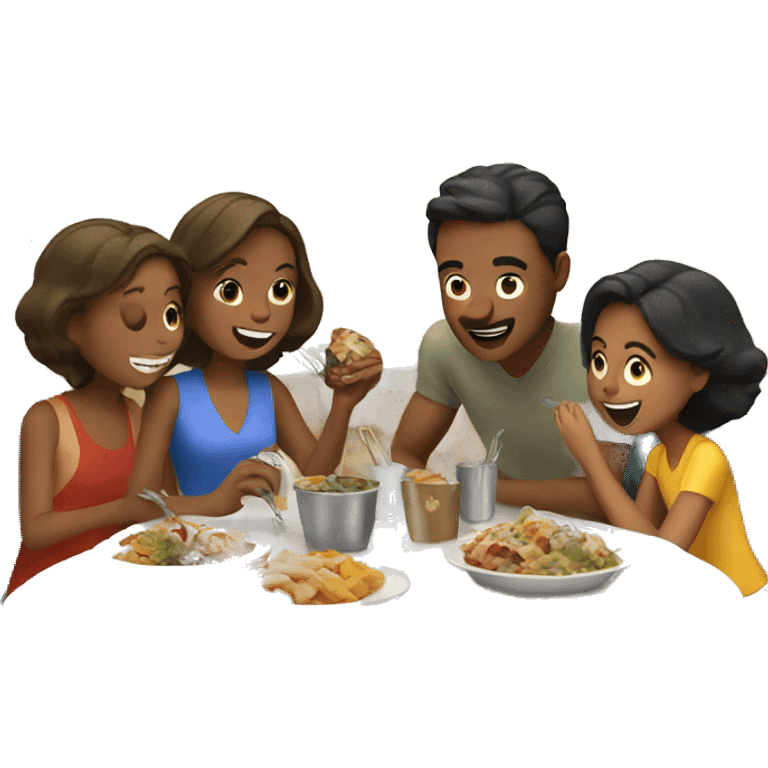 Family eating at restaurant  emoji