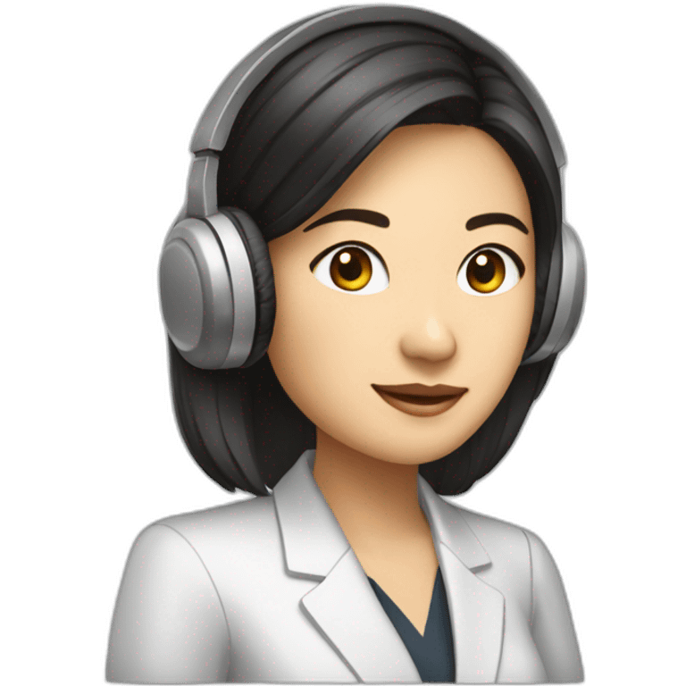 Female wealth management consultant, Asian, wearing headphones, Half-length portrait emoji