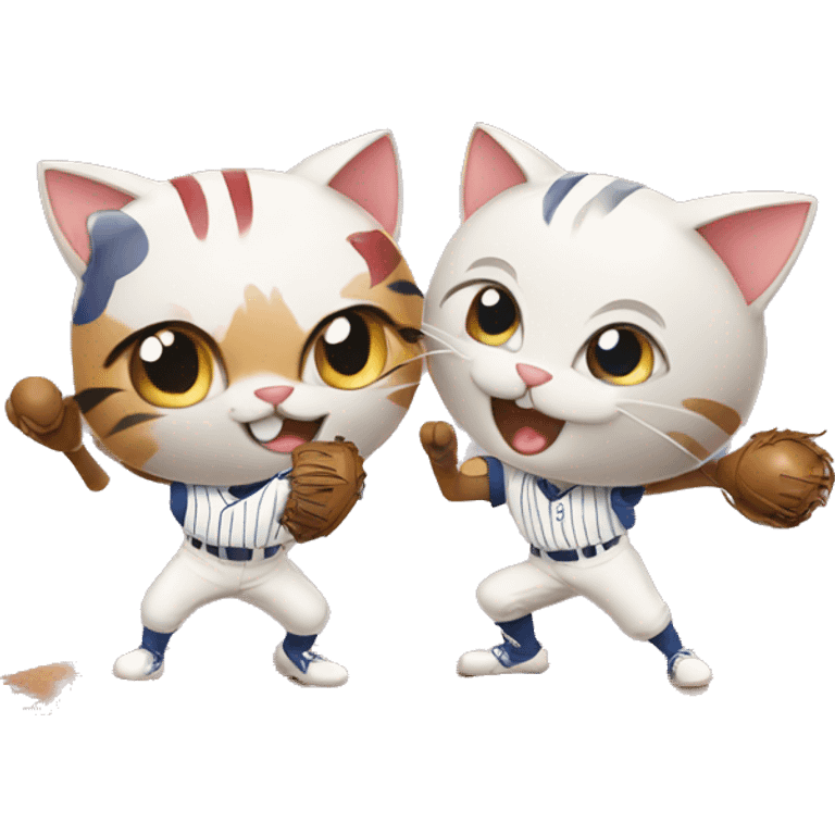 two cats playing baseball emoji