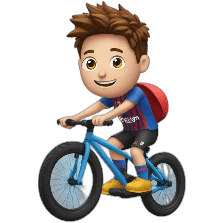 messi riding a kid's bike with Stabilisers emoji