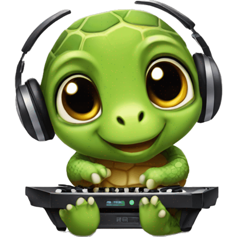 cute Turtle dj emoji