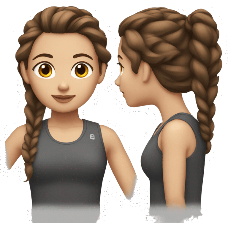 girl brown hair and gym clothes emoji