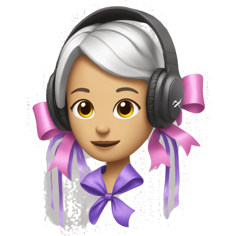 Girly beats headphones with ribbons emoji